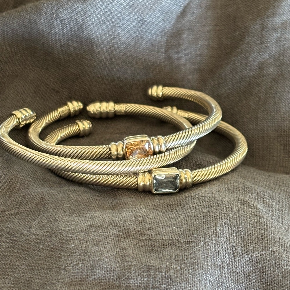 Set 3 Rope Cuff Bracelets, Mexico 925 Sterling